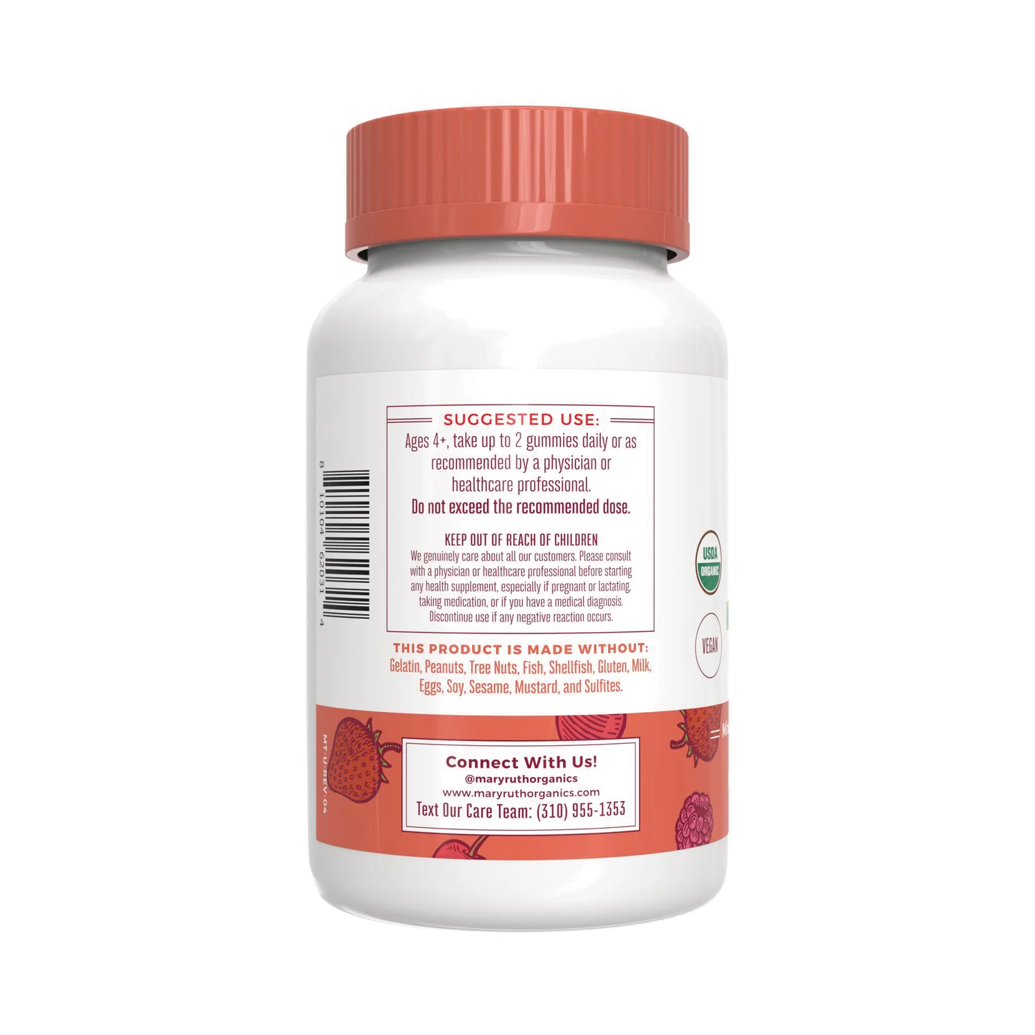 Organic Kids Multivitamin & Postbiotics Gummies - Berry & Cherry - Image 3